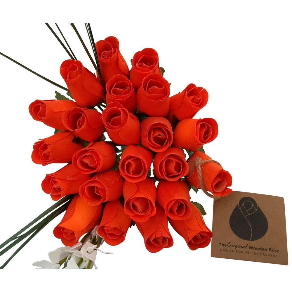 2 Dozen All Orange Wooden Rose Bouquet The Original Wooden Rose for all Occasion